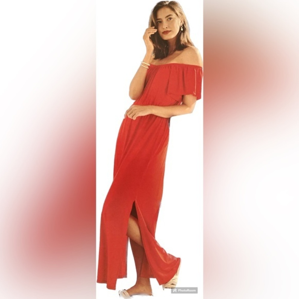 Knit Maxi Dress Off-the-houlder Red - L NWT